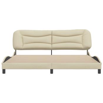 Bettgestell ohne Matratze Creme 200x200 cm Stoff