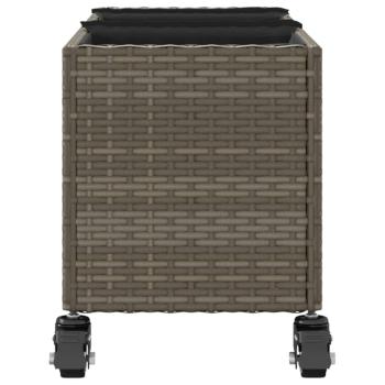 Pflanzkübel mit Rollen 3 Töpfe Grau 107x32x38 cm Poly-Rattan