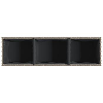 Pflanzkübel mit Rollen 3 Töpfe Grau 107x32x38 cm Poly-Rattan