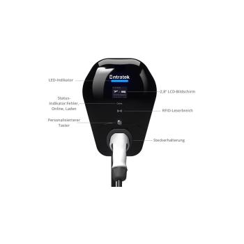 Entratek Wallbox Power Dot Fix - 22kW mit 7m Kabel mit RFID & APP
