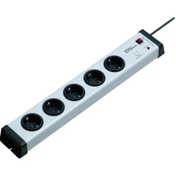 ARDEBO.de - Steckdosenleiste 5-f, grau Schaltautomatik