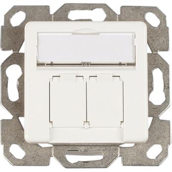 ARDEBO.de - UPK-Anschlussdose Cat.6+ AMJ45 reinweiß 8/8, 2-fach +Abdeckg.