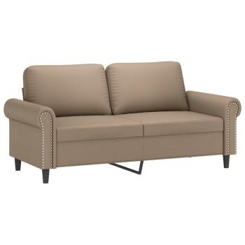 3-tlg. Sofagarnitur mit Kissen Cappuccino-Braun Kunstleder