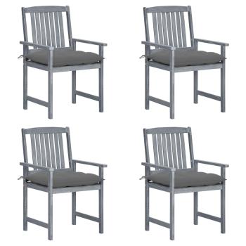 ARDEBO.de - Gartenstühle mit Kissen 4 Stk. Grau Massivholz Akazie