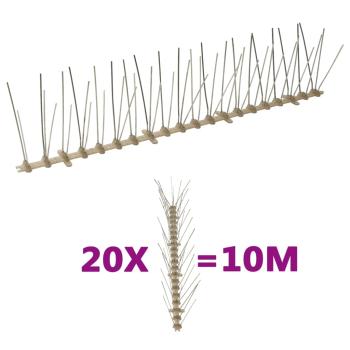 ARDEBO.de - 20-tlg. Vogelabwehr-Spikes-Set 10 m Kunststoff 5-reihig