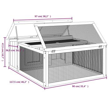 Kaninchenstall Mokka 117,5x97x47,5 cm Massivholz Kiefer