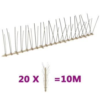 ARDEBO.de - 20-tlg. Vogelabwehr-Spikes-Set 10 m Kunststoff 4-reihig