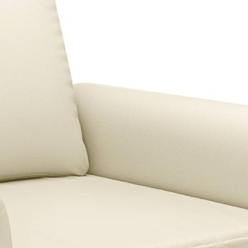 3-tlg. Sofagarnitur mit Kissen Creme Kunstleder