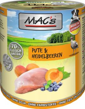 MACs Dog Pute & Heidelbeeren 800g (Menge: 6 je Bestelleinheit)