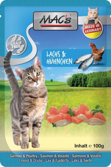 MACs Cat Pouch Lachs & Huhn 100g (Menge: 12 je Bestelleinheit)