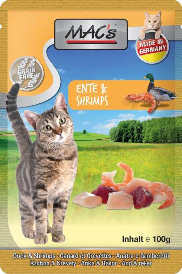 MACs Cat Pouch Huhn, Ente & Shrimps 100g (Menge: 12 je Bestelleinheit)