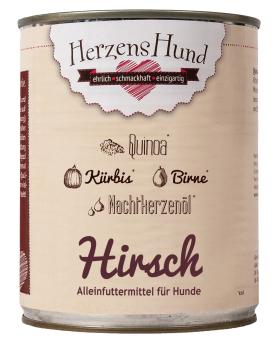 Herzenshund Hirsch mit Quinoa 800g  (Menge: 6 je Bestelleinheit)