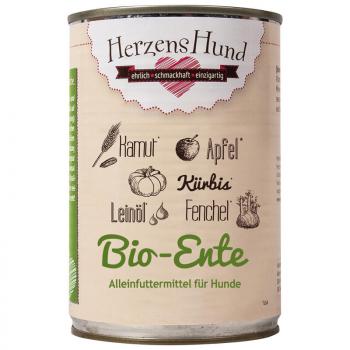 ARDEBO.de Herzenshund Bio-Ente mit Bio Gemüse & getreidefrei 400g 