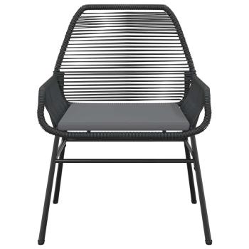 3-tlg. Garten-Essgruppe mit Kissen Schwarz Poly Rattan Glas