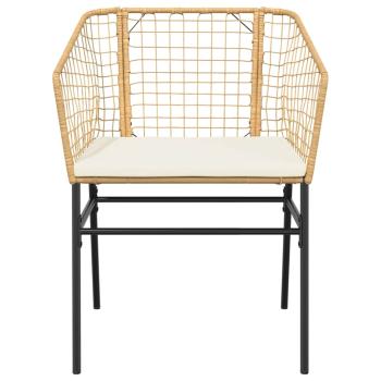 3-tlg. Garten-Essgruppe mit Kissen Braun Poly Rattan Glas