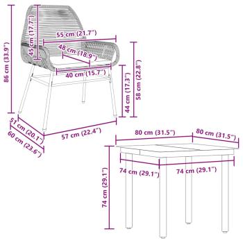 5-tlg. Garten-Essgruppe mit Kissen Grau Poly Rattan Glas