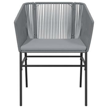 3-tlg. Garten-Essgruppe mit Kissen Grau Poly Rattan Glas