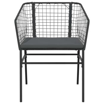 5-tlg. Garten-Essgruppe mit Kissen Schwarz Poly Rattan Glas