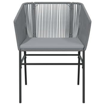5-tlg. Garten-Essgruppe mit Kissen Grau Poly Rattan Glas