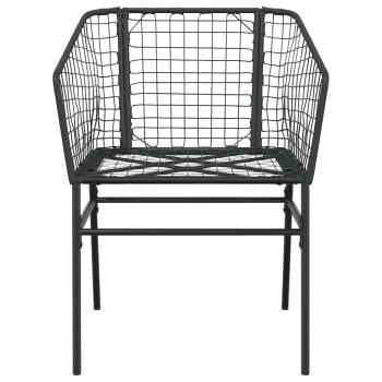 3-teiliges Garten-Esszimmerset aus schwarzem Polyrattanglas