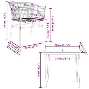 5-teiliges Garten-Esszimmerset Braunes Polyrattanglas