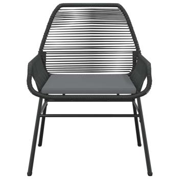 5-tlg. Garten-Essgruppe mit Kissen Schwarz Poly Rattan Glas