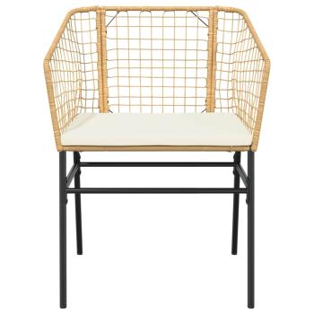 5-tlg. Garten-Essgruppe mit Kissen Braun Poly Rattan Glas