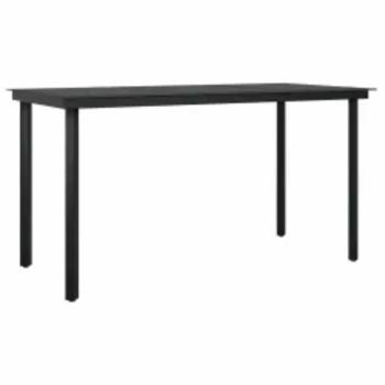 5-tlg. Garten-Essgruppe mit Kissen Schwarz Poly Rattan Glas