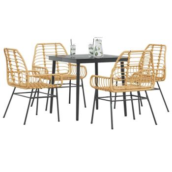 ARDEBO.de - 5-teiliges Garten-Esszimmerset Braunes Polyrattanglas
