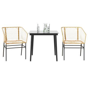 ARDEBO.de - 3-teiliges Garten-Esszimmer-Set Braunes Polyrattanglas
