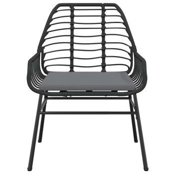 7-tlg. Garten-Essgruppe mit Kissen Schwarz Poly Rattan Glas