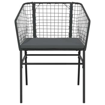 5-tlg. Garten-Essgruppe mit Kissen Schwarz Poly Rattan Glas