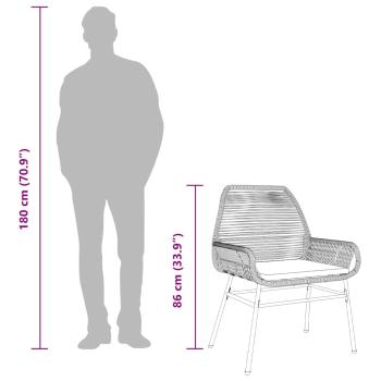 5-tlg. Garten-Essgruppe mit Kissen Schwarz Poly Rattan Glas