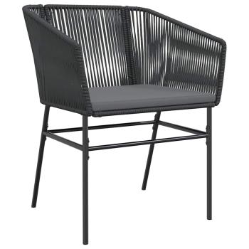 5-tlg. Garten-Essgruppe mit Kissen Schwarz Poly Rattan Glas