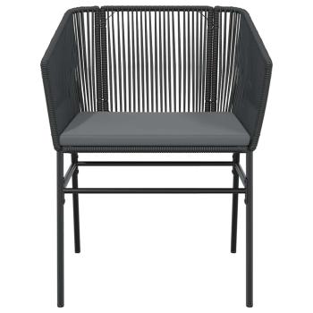 5-tlg. Garten-Essgruppe mit Kissen Schwarz Poly Rattan Glas