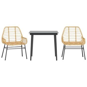 3-teiliges Garten-Esszimmer-Set Braunes Polyrattanglas