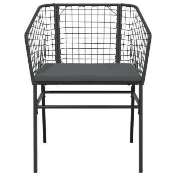 5-tlg. Garten-Essgruppe mit Kissen Schwarz Poly Rattan Glas