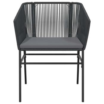 7-tlg. Garten-Essgruppe mit Kissen Schwarz Poly Rattan Glas