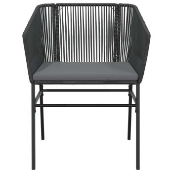 3-tlg. Garten-Essgruppe mit Kissen Schwarz Poly Rattan Glas