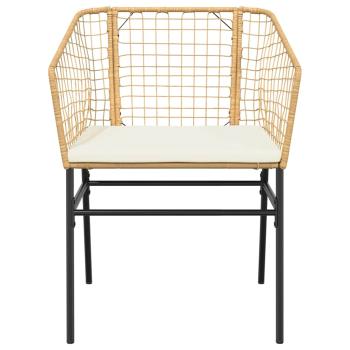 5-tlg. Garten-Essgruppe mit Kissen Braun Poly Rattan Glas