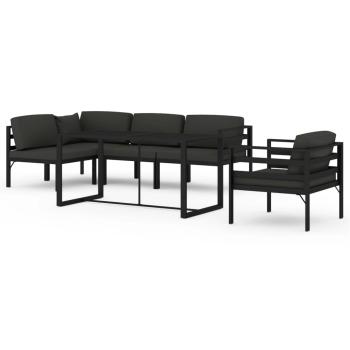 6-tlg. Garten-Lounge-Set mit Kissen Aluminium Anthrazit