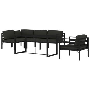 6-tlg. Garten-Lounge-Set mit Kissen Aluminium Anthrazit