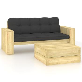 ARDEBO.de - 2-tlg. Garten-Lounge-Set mit Kissen Kiefernholz Imprägniert