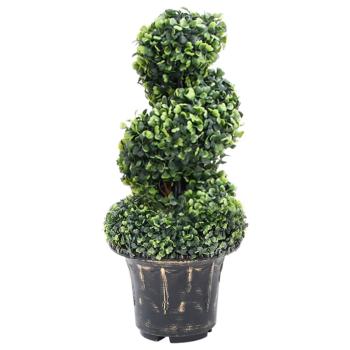 ARDEBO.de - Künstlicher Buchsbaum mit Topf Spiralform Grün 59 cm