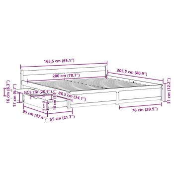 Massivholzbett ohne Matratze 160x200 cm Kiefernholz