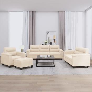 ARDEBO.de - 4-tlg. Sofagarnitur mit Kissen Beige Mikrofasergewebe