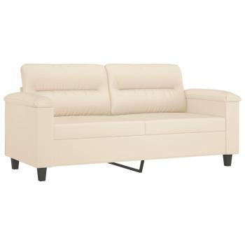 3-tlg. Sofagarnitur mit Kissen Beige Mikrofasergewebe