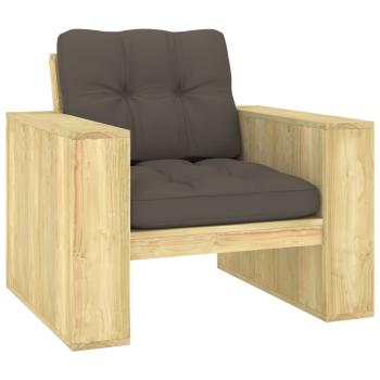 ARDEBO.de - Gartenstuhl mit Taupe Kissen Imprägniertes Kiefernholz