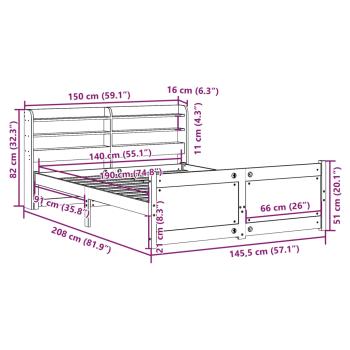 Bettgestell mit Kopfteil ohne Matratze 140x190 cm