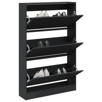 ARDEBO.de - Schuhschrank Schwarz 80x21x125,5 cm Holzwerkstoff